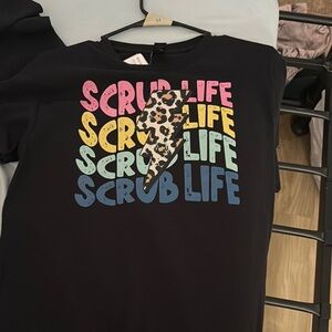 Scrub Life  T-Shirt - Black with Multicolor Print